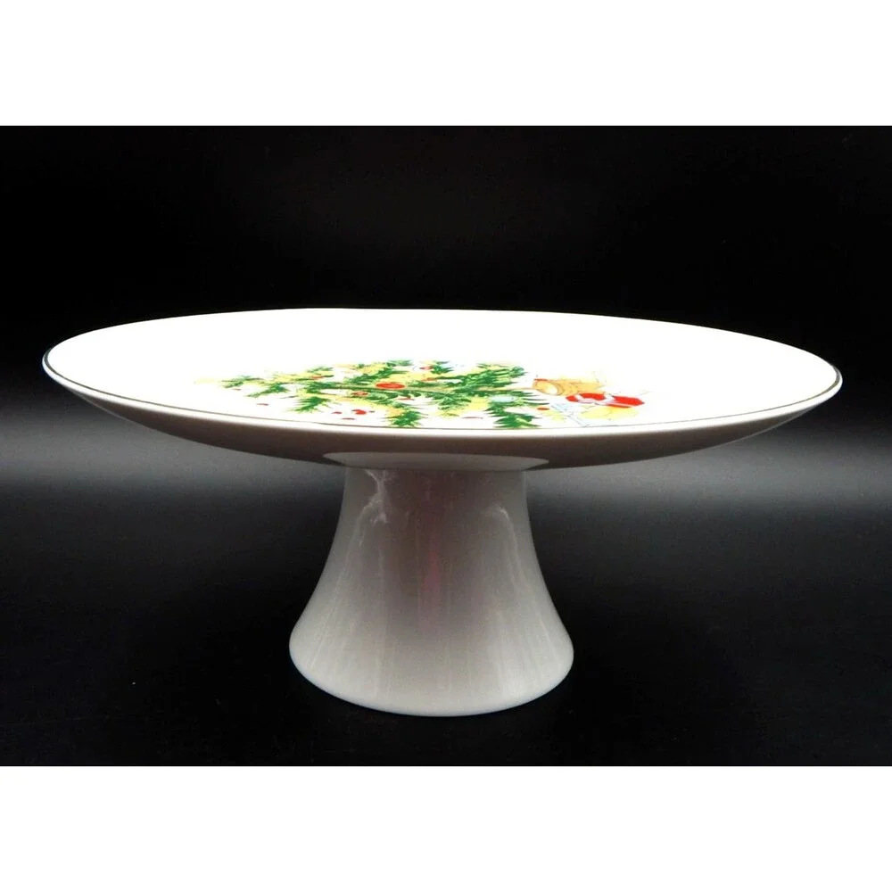 Lefton Christmas Pedestal Cake Stand Christmas Tree Plate Vintage Japan 10 Inch